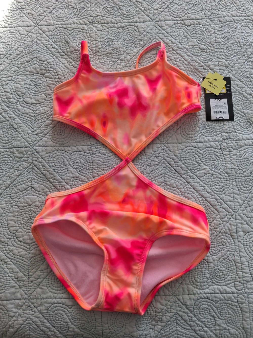 art class Girls Tie-Dye One-Piece Swimsuit in Pink and Peach